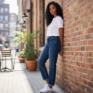 Classic High-Rise Straight Women’s Jeans - Dark Blue